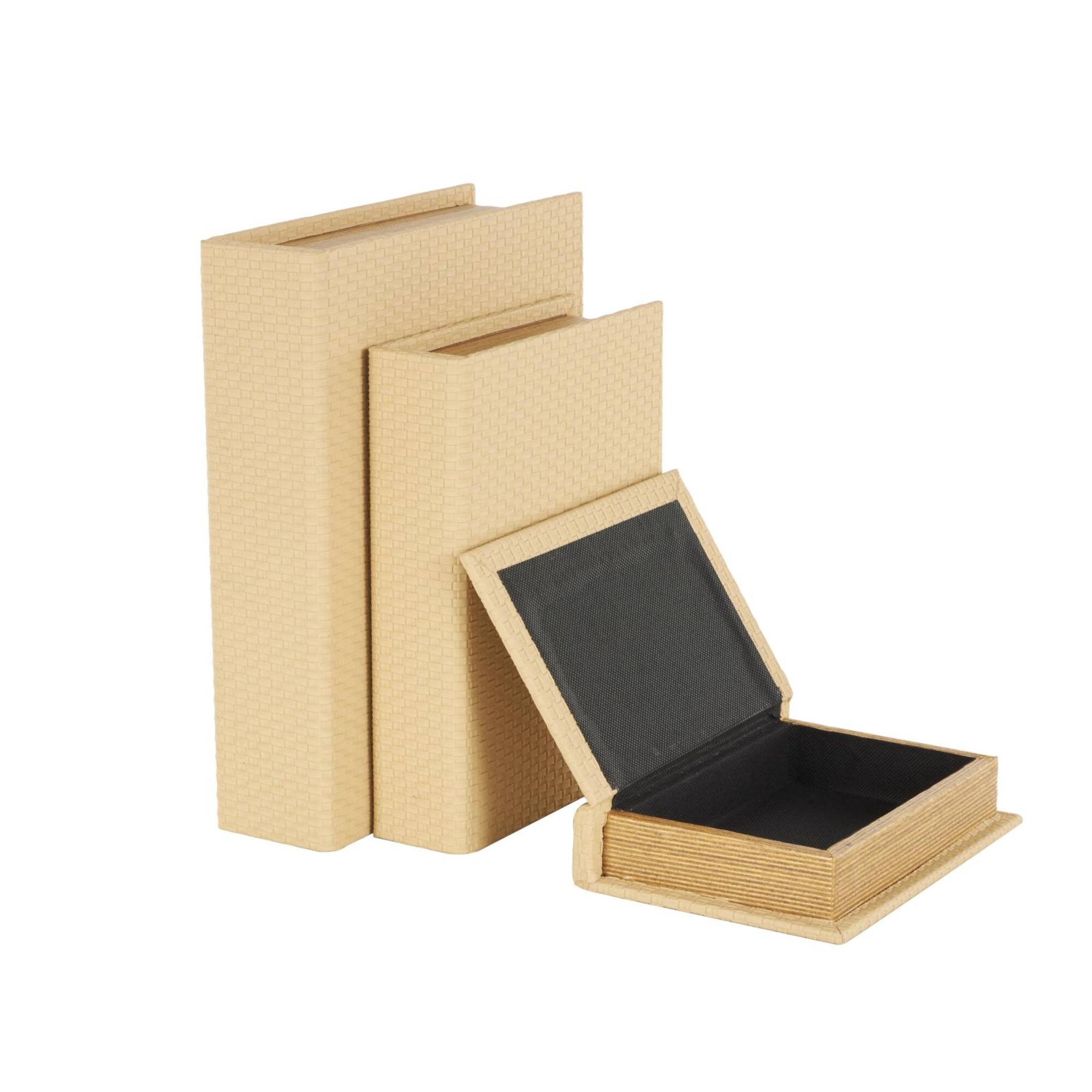 Faux Leather Geometric Woven Grid Book Storage Box Set
